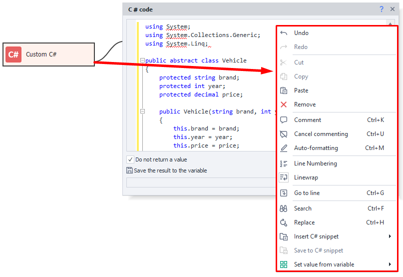 Context menu