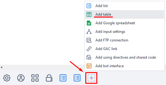 Creating a table