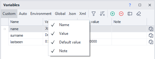 Column headers