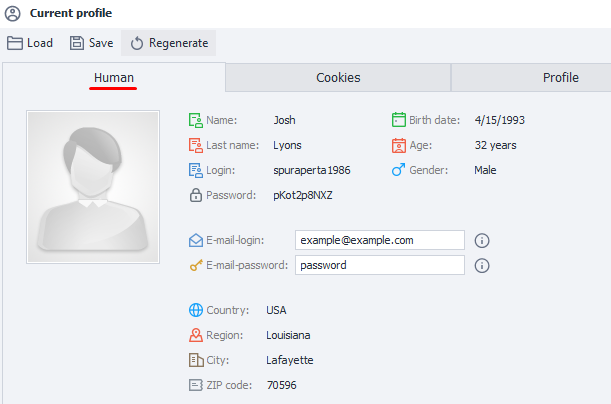 "Person" Tab.